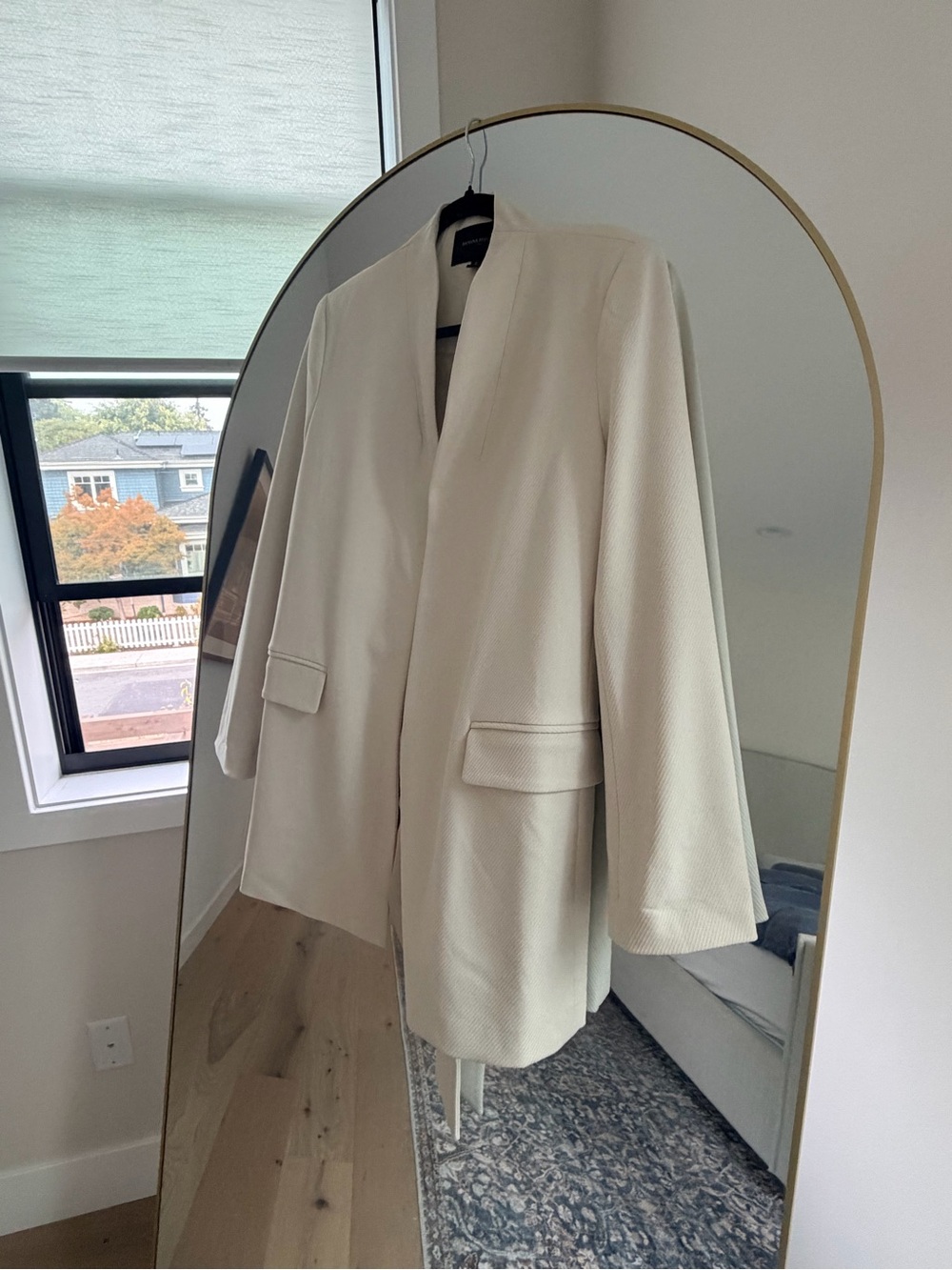 Banana Republic Luxe Twill Collarless Blazer, Cream, Size 6